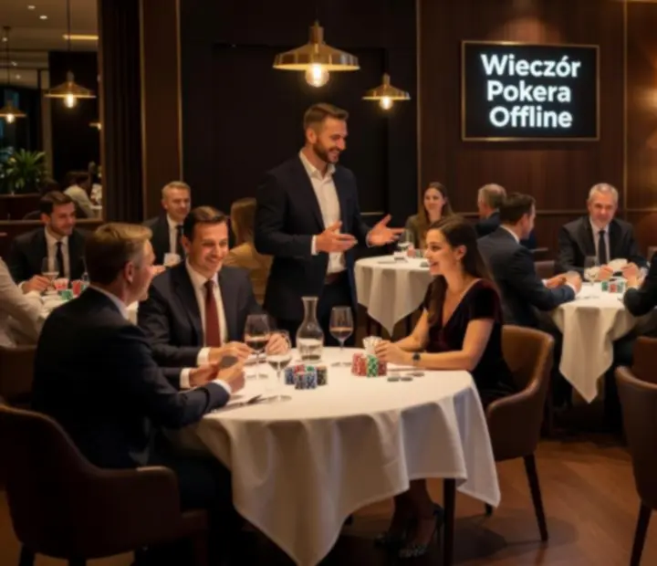 Wieczorny kadr z pokerowego stołu w restauracji Polastrevino